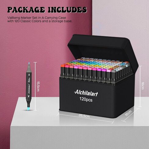 alchilalart 80-Colors Alcohol Based Markers, Alcohol Markers Set, Dual Tip Alcohol Sketching Drawing Markers Animation for Adults Kids in Saudi Arabia