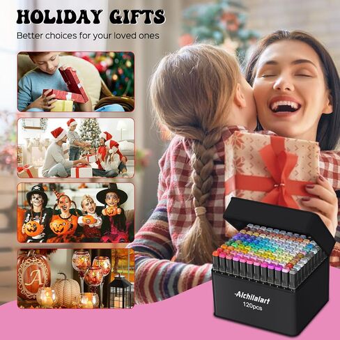 alchilalart 80-Colors Alcohol Based Markers, Alcohol Markers Set, Dual Tip Alcohol Sketching Drawing Markers Animation for Adults Kids in Saudi Arabia