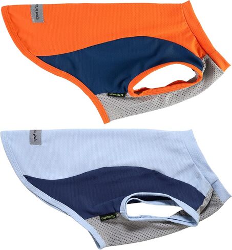 Fitwarm 2 Pack UPF 50+ UV Sun Protection Dog Shirt, Quick Dry Summer Dog Clothes for Small Dogs Boy Girl, Reflective Label, Lightweight Breathable Cooling Vest, Pet Cat Outfit, Orange, Blue, Large in Saudi Arabia