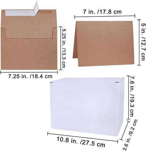 بطاقات ومغلفات كرافت فارغة من Winlyn 100 حزمة، بطاقات تهنئة مطوية A2 4 1/4 × 5 1/2 وأظرف دعوة A2 4 3/8 × 5 3/4 ختم ذاتي 100 رطل لحفلات الزفاف وإعلانات RSVP البريدية in Saudi Arabia