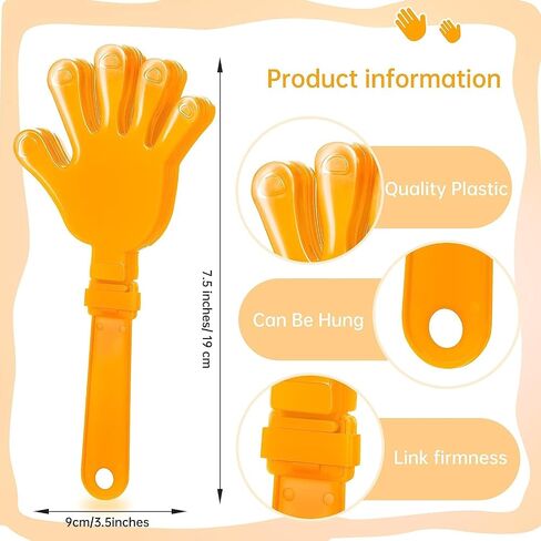 120 Pcs Orange Hand Clappers 7.5 Inch Clappers Noisemakers Noise Makers Party Favors Plastic Party Clapper for Sporting Events Cheers Ball Dance Basketball Football Noisemakers（Orange） in Saudi Arabia