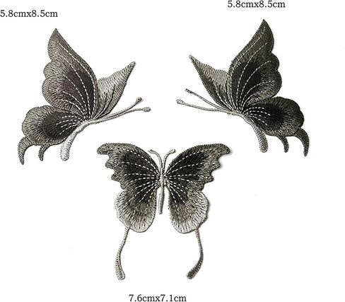 Flowers Butterfly Patches Sew On Appliques Sewing Patch for DIY Wedding T-Shirt Dresses Clothes Accessories 6 Pcs (Black) in Saudi Arabia
