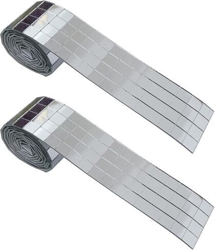 2 Rolls 3200Pcs Self-Adhesive Mirror Mosaic Tiles Mirror Tiling Xmas DIY Decoration (5mm x 5mm, Silver) in Saudi Arabia