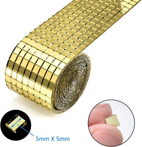 2 Rolls 3200Pcs Self-Adhesive Mirror Mosaic Tiles Mirror Tiling Xmas DIY Decoration (5mm x 5mm, Silver) in Saudi Arabia