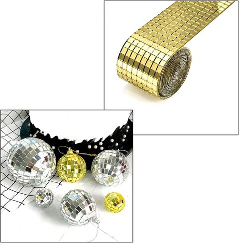 2 Rolls 3200Pcs Self-Adhesive Mirror Mosaic Tiles Mirror Tiling Xmas DIY Decoration (5mm x 5mm, Silver) in Saudi Arabia