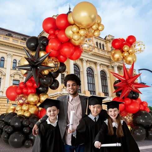 New Years Balloon Garland Arch Kit 2025, Black and Gold Balloons with Exploding Star Foil Balloons and 2025 Numbers Foil Balloons for Happy New Year, Birthday, New Year's Eve Party Decorations in Saudi Arabia