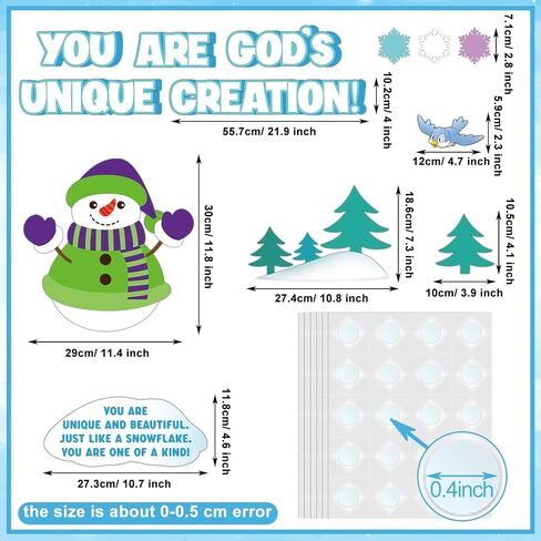 Qilery 105 Pcs Winter Bulletin Board Decorations Set Christmas Christian Bulletin Board Cutouts You are God's Unique Religious Classroom Decor Snowflake Snowman Paper Cutouts for School Home Wall in Saudi Arabia