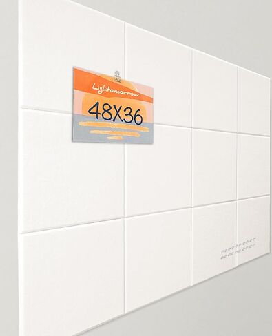 Bulletin Board 48 x 36 inches, 12 Count 11.8 x 11.8in Square Felt Wall Tiles with Self Adhesive Tape, DIY Vision Board for Cubicle, 4' x 3' Corkboard Alternative for Wall with 30 Pushpins - White in Saudi Arabia
