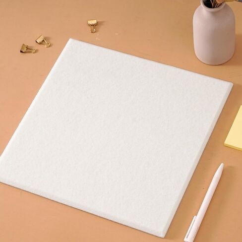 Bulletin Board 48 x 36 inches, 12 Count 11.8 x 11.8in Square Felt Wall Tiles with Self Adhesive Tape, DIY Vision Board for Cubicle, 4' x 3' Corkboard Alternative for Wall with 30 Pushpins - White in Saudi Arabia