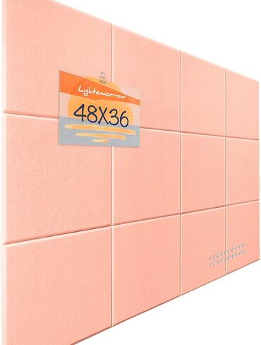 Bulletin Board 48 x 36 inches, 12 Count 11.8 x 11.8in Square Felt Wall Tiles with Self Adhesive Tape, DIY Vision Board for Cubicle, 4' x 3' Corkboard Alternative for Wall with 30 Pushpins - White in Saudi Arabia