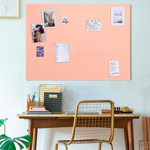 Bulletin Board 48 x 36 inches, 12 Count 11.8 x 11.8in Square Felt Wall Tiles with Self Adhesive Tape, DIY Vision Board for Cubicle, 4' x 3' Corkboard Alternative for Wall with 30 Pushpins - White in Saudi Arabia