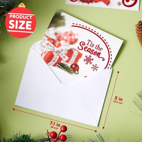 JOYIN 24PCS Christmas Holiday Cards Set of 4 Diverse Red Festive Designs with Envelopes for Merry Christmas Season, present Giving, Xmas Gifts Cards, Wintertime Gifts Cards in Saudi Arabia
