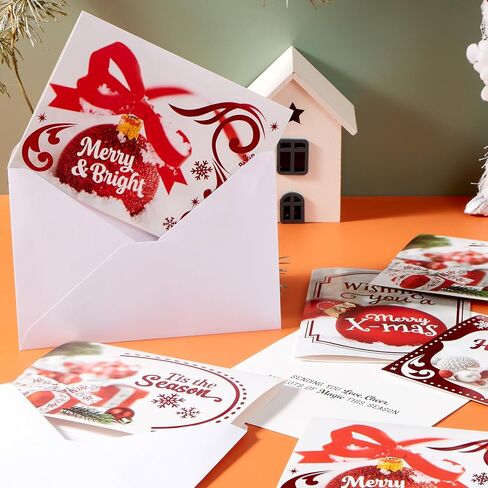 JOYIN 24PCS Christmas Holiday Cards Set of 4 Diverse Red Festive Designs with Envelopes for Merry Christmas Season, present Giving, Xmas Gifts Cards, Wintertime Gifts Cards in Saudi Arabia
