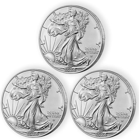 Mobiegar 3 عبوات 2024 - عملات نسور الفضة الأمريكية المطلية بالفضة، دولار أمريكي غير متداول، عملة تذكارية مطلية بالفضة والحديد مع صندوق in Kuwait