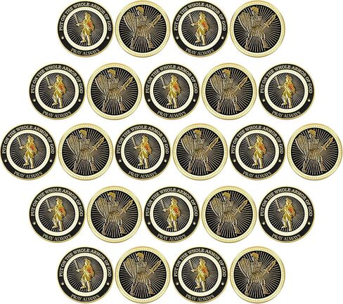 24 قطعة من عملات تحدي درع الله الكاملة للصلاة، عملات تذكارية لهواة جمع العملات المعدنية، هدايا تذكارية قابلة للتجميع من أجل صلاة حفلة مدرسة الكنيسة المسيحية in Kuwait