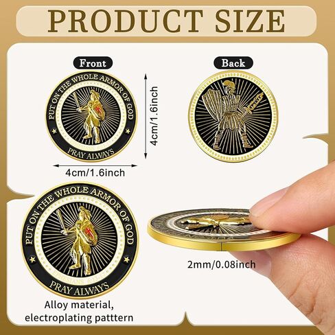 24 قطعة من عملات تحدي درع الله الكاملة للصلاة، عملات تذكارية لهواة جمع العملات المعدنية، هدايا تذكارية قابلة للتجميع من أجل صلاة حفلة مدرسة الكنيسة المسيحية in Kuwait