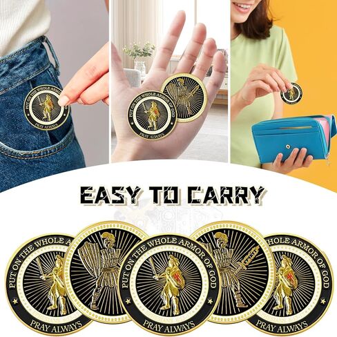 24 قطعة من عملات تحدي درع الله الكاملة للصلاة، عملات تذكارية لهواة جمع العملات المعدنية، هدايا تذكارية قابلة للتجميع من أجل صلاة حفلة مدرسة الكنيسة المسيحية in Kuwait