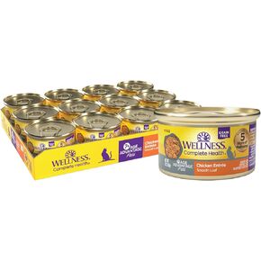 Wellness Complete Health Grain-Free Chicken Entrée Senior Wet Cat Food, Age Advantage, Made with Real Chicken, All Breeds (Senior, Chicken Pate, 3 Ounces, Pack of 24)