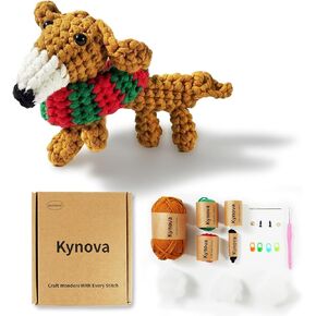 Kynova Crochet kit for Beginners with Easy to use Yarn - with Step-by-Step Video Tutorials - Long-Necked Dachshund（Green & Red）-Festival Present/Birthday Present/Fashion Item