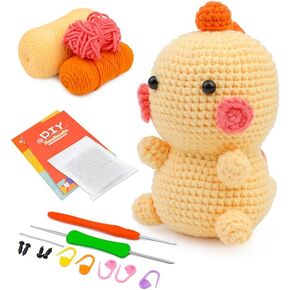 SPOVE Crochet Kit for Beginners, Crochet Starter Kit with Step-by-Step Video Tutorials, Crocheting Kits Crochet Yarn, DIY Knitting Supplies for Adults & Kids, Crochet Kits Model Dinosaur (Pink)