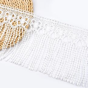2 Yards White Lace Trim with Tassel, Wide Sewing Fringe Tassel Trim Crafts Decorative Trim for Dress Extender Curtain Home Decor DIY Supply
