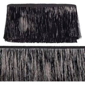 MAYJOYDIY 10Yards × 6Inch Dark Blue Wide Metallic Fringe Trim, Shiny Tinsel Fringe Tinsel Trim Tassel Polyester Ribbon Trim for Dance Costume Dress Stage Clothes Party Decor DIY