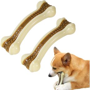 Dog Toys for Aggressive Chewers, 2 Pack Nylon Durable Dog Bones with Real Beef Flavor for Large/Medium/Small Breeds Pet Chew Toys