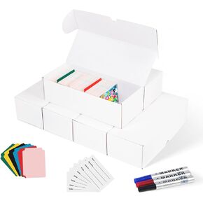 Card Storage Box, 6 Packs 3600 Count Corrugated Cardboard Storage Box for Sport Cards, Collectible Gaming & Trading Cards, Card Collector Boxes with 3 Markers, 6 PCS Multicolor Dividers and Labels