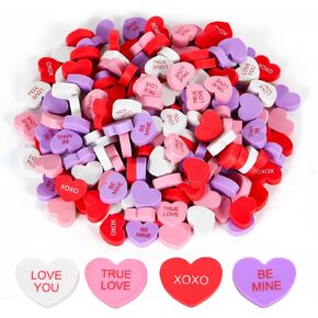 200 Pieces Heart Shape Erasers Valentine's Day Erasers Mini Erasers for Kids Bulk Love You Erasers Pencil Erasers Erasers for Classroom Exchange Gift School Rewards Prizes Party Supply