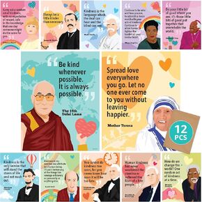 Decorably 12 Kindness Posters for Classroom - 11x14in Kindness Bulletin Board Sets, Be Kind Posters for Classroom, Kindness Classroom Decor, Kindness Poster, Be Kind Poster, Be Kind Classroom Decor