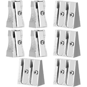 8 Pcs Metal Pencil Sharpeners Handheld Double Hole and Single Hole Manual Pencil Sharpeners Rectangular Pen Sharpener for School Office Homes