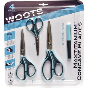 MaxTitanium Club Pack 8" 7" 5" & Travel Non-Stick Ambitextrous Scissors with Dual Curved Technology HD for Shipping Office School Gardening 4 Pack