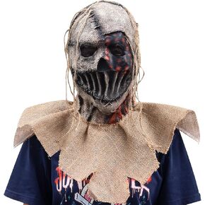 Scarecrow Mask Burlap Sack Clown Mask Creepy Full Head Killer Hemlt Scary Halloween Cosplay Carnival Party Prop in Kuwait