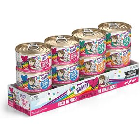 Weruva B.F.F. OMG - Best Feline Friend Oh My Gravy!, Tickle Me Pinks! Variety Pack, 2.8oz Can (Pack of 12)