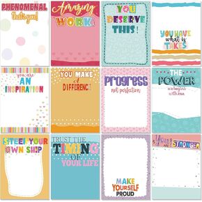 Geyee 12 Pieces Empowering Sticky Note Pads, 360 Sheets, 3" x 4" Motivational Educator Sticky Notes Inspirational Self Stick Note Pad Funny Encouragement Notepad for Teacher Students Office Supplies