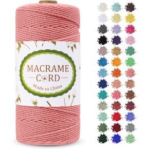 2mm Macrame Cord, 2mm x 219yards Colored Macrame Rope Yarn, Natural Cotton Cord 3 Strands DIY Craft String for Wall Hanging, Plant Hangers, Knitting, Christmas, Wrapping (Dark Green)
