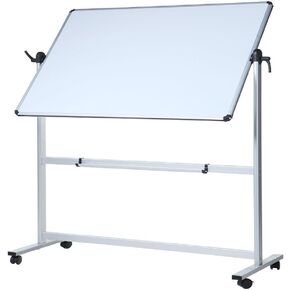 VIZ-PRO Double-Sided Magnetic Mobile Whiteboard, 48 x 36 Inches, Aluminium Frame and Stand