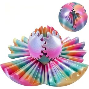 Gearsphere - The Steampunk Whirling Wonder Fidget Gear Balls, Gear Sphere Fidget, 3D Gear Rotating Ball, 3D Printed Gear Balls, Stress Ball for Anxiety Relaxing (Blue Golden)