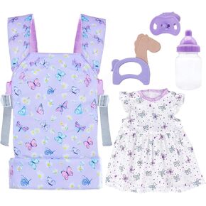 Baby Doll Carrier with Doll Accessories Doll Carrier for Kids, Reborn Doll Baby Carrier with Adjustable Straps for 16-22 Inch Baby Doll with Accessories