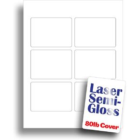 Glossy Printable Playing Card Paper - Blank Playing Cards for Laser Printers - Heavy Double Sided Laser Semi Gloss - 20 Sheets / 120 Blank Playing Cards