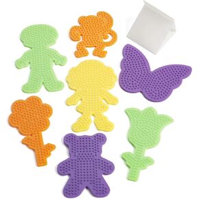 Perler 22645 Fuse Bead Pegboards 7-Pack-Boy/Girl/Bear/Monkey/Butterfly/2 Flowers