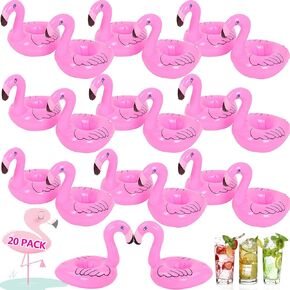 Flamingo Drink Floats 20 Pack Inflatable Flamingo Drink Holders Pool Drink Float for Swimming Pool