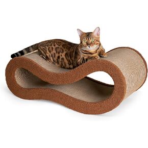 Cloud Lounge Cat Scratching Pad, Reversible Scratch Board with Natural Curves for Freestyle Scratching & Ergonomic Support, Extra Wide Cat Bed for Large Cats, Premium Cardboard & Cozy Fabric