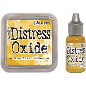 Special Bundle Ranger Tim Holtz Distress Oxide Ink Pad FOSSILIZED Amber +Reinker