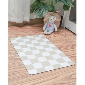 Ralxion Checkered Dog Feeding Mat, Absorbent Mats for Dog Food and Water Bowl, Dispenser, Retro Aesthetic Khaki Beige Checkerboard Pet Placemat for Dogs, Cats, Puppy Accessories, 12" X 19"