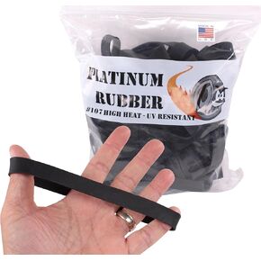 Black #107 Extra Wide Large Premium Outdoor Rubberbands, Made in USA, High Heat UV Resistant Platinum Rubber Crepe Band (7" Long x 5/8" Wide) 40pcs per Pound Natural Latex (0.25, Pounds)
