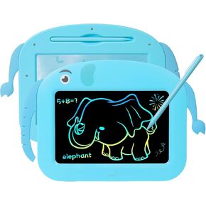 12 Inch LCD Writing Tablet Doodle Board Blue Elephants Toddler Toys Colorful Drawing Pad for 3-8 Year Old Educational Kid Toys as Christmas Birthday Gift