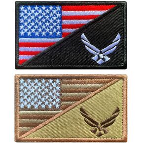 Antrix 2 Pack Tactical American USA Flag/US Wings Support Patch Tag Applique Emblems Badges Patch Hook and Loop Fastener Patch for Backpacks Caps Uniforms
