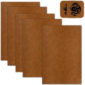 5 Pack Laserable Leatherette Sheet Faux Leather Laser Engraving Leather Blank Hat Patches with Heat Press Adhesive for Laser Engraving DIY Hat Cap Beanie UV Printing Craft Supplies (Bourbon Brown)