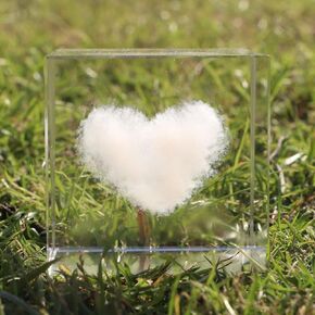 3D Love Heart K9 Glass Cloud Paperweight Crystal Cube Figurines for Home Feng Shui Decoration Ornaments Gift Box for Mother's Day Valentine's Day